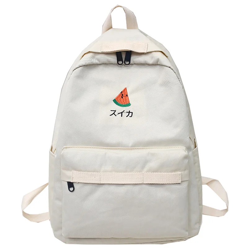 Студенческий женский рюкзак с вышивкой милые женские нейлоновые школьные сумки для девочек рюкзаки Kawaii Водонепроницаемая книга модная женская Подростковая сумка - Цвет: beige