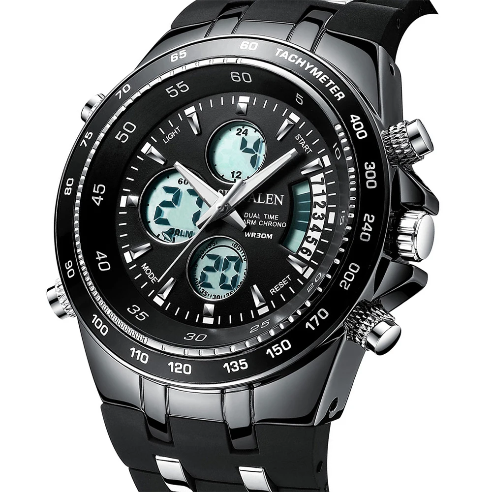 

Sport Watches Men Big Face Clock Quartz Sport male Wristwatch Waterproof Quartz Analog Digital Black Watch Men Wristwatch