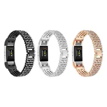 Модный ремешок Smartband с пятью рядами кристаллических бусин 361L стальной ремешок для часов сменный Браслет для смарт-часов FitBit Charge 2