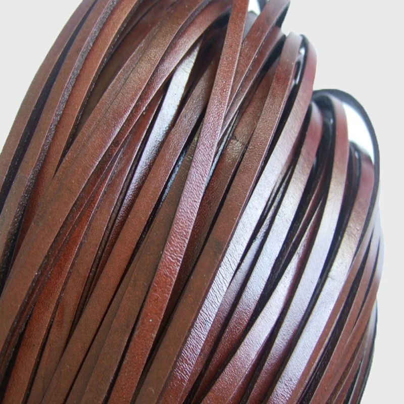 10 ярдов 5 мм плоский кожаный шнур кофейного цвета 5x2 мм натуральный Плоский Кожаный Браслет Ювелирный материал для изготовления ювелирных изделий