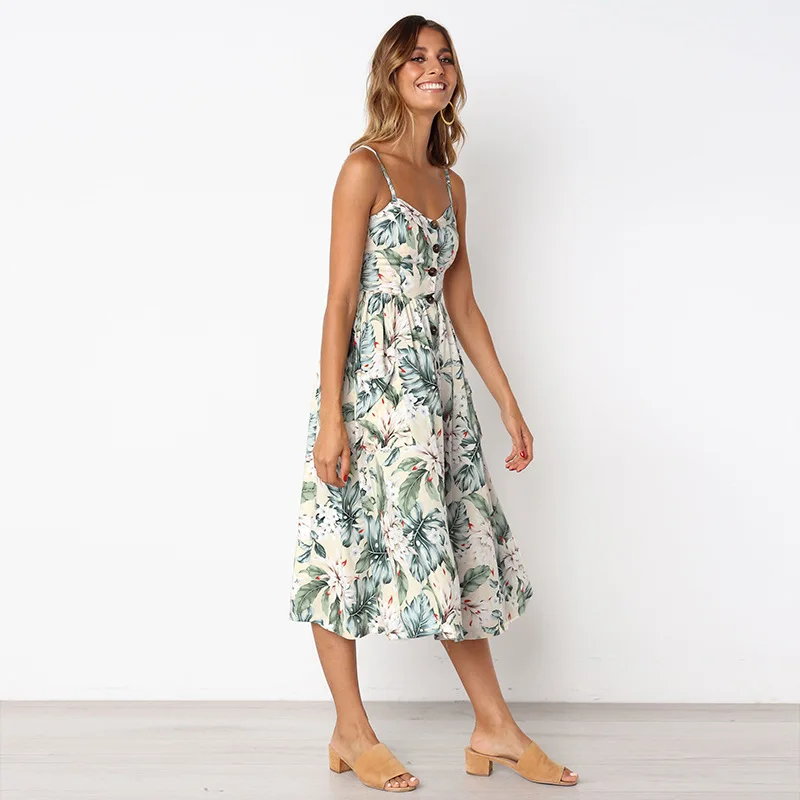 Summer Dress Women Off Shoulder Strap Bohemian Sundress Female Sleeveless Pocket Red White Vintage Sexy Beach Dress Vestido 2020