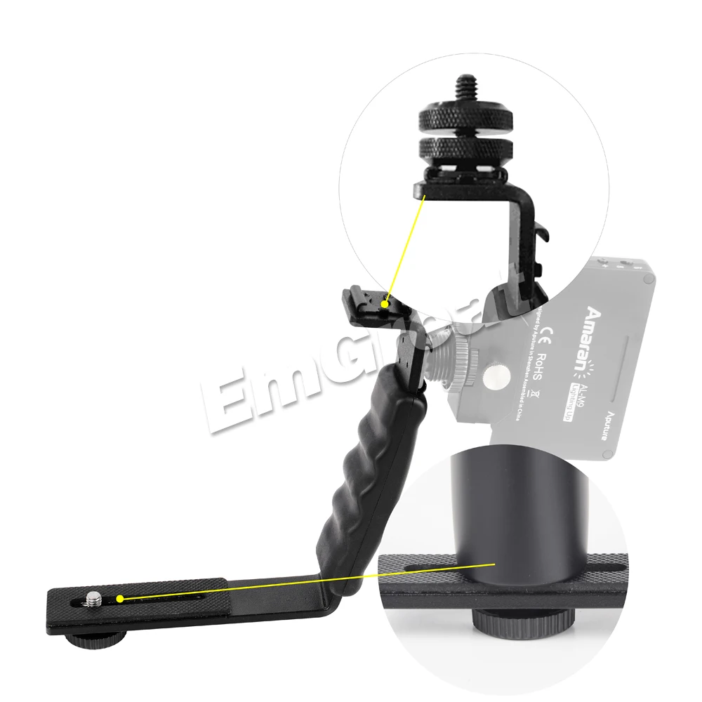  Pergear L Bracket for Photography Microphone Stand Zhiyun Smooth Q 3 4 Crane 2 with 2 Hot Shoe Moun