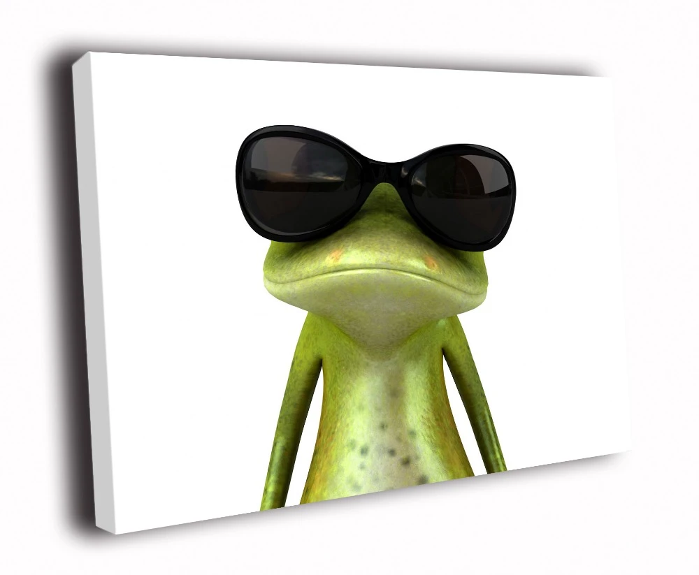 Impresión de lienzo HD pintura gafas de sol de rana fresca D3034|wood canvas|canvas paintpaint canvas AliExpress