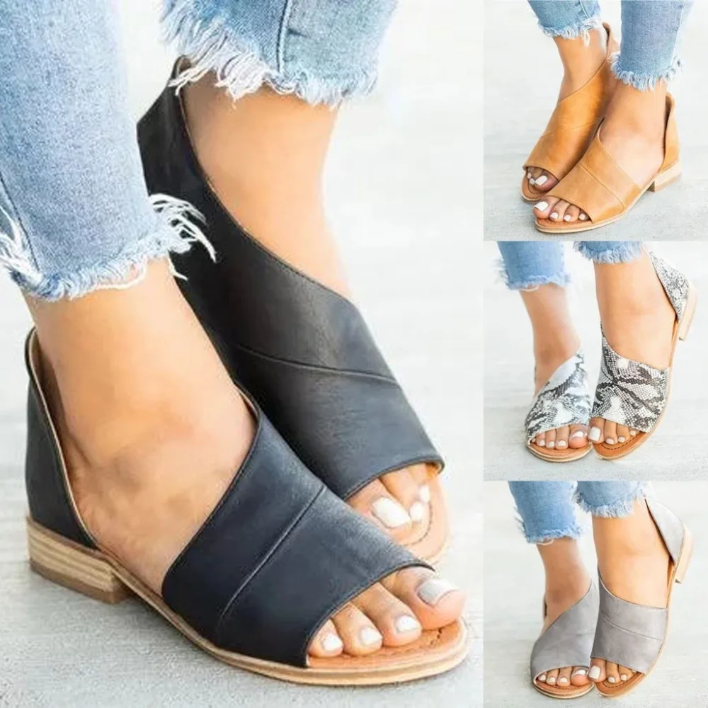 

xiniu Women Summer Fashion Casual Shoes Side Open Cover Heel Retro Peep Toe Sandals Fish Mouth Sandals Fashion Shoes #030803