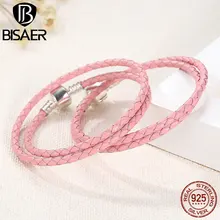 925 Sterling Silver Genuino di Cuoio Lunga Catena Regolabile Homme Femme Braccialetti Per Le Donne con il Serpente Dei Monili del Catenaccio WEUS908