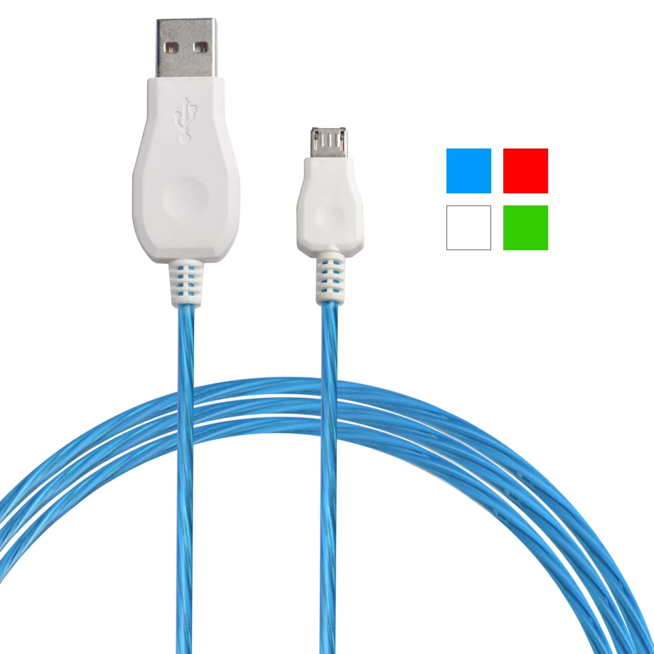 Olaudem USB Cable Micro USB Cable fluye LED resplandor de sincronización de datos de carga de los Cables del teléfono móvil para Android Samsung Xiaomi USBC1308