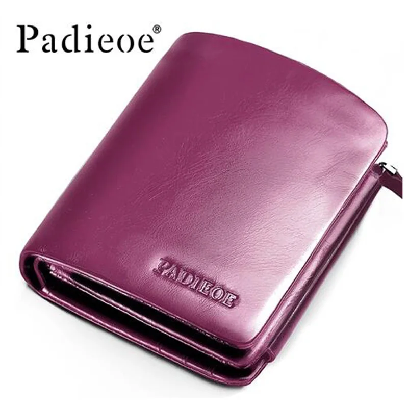 

Padieoe Luxury Genuine Cow Leather Women's Short Wallet Fashion Soft Three Fold Business Purse High Quality Coin Pocket Wallets