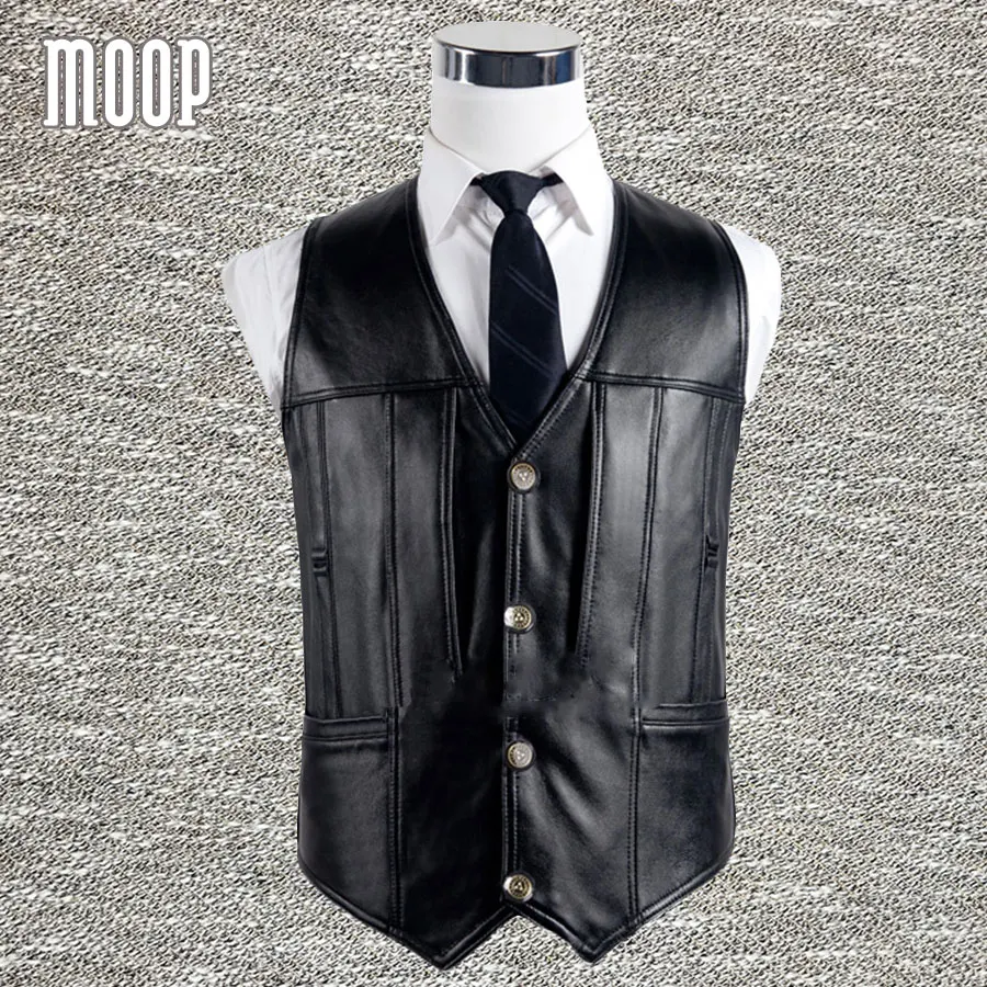 

Black solid genuine leather vest 100% lambskin leather jacket men waistcoat business coat chaleco hombre colete LT744 Free ship