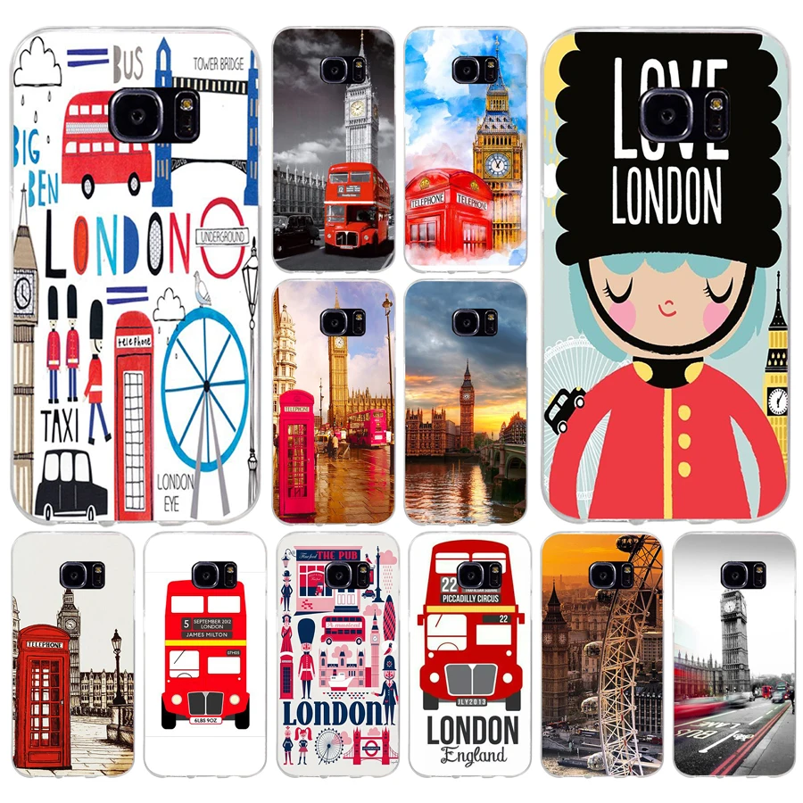 119H London Big Ben Bus Custodia Morbida In Silicone Tpu Per Samsung Galaxy S6 S6 S7 Edge S8 S9 Plus Custodia