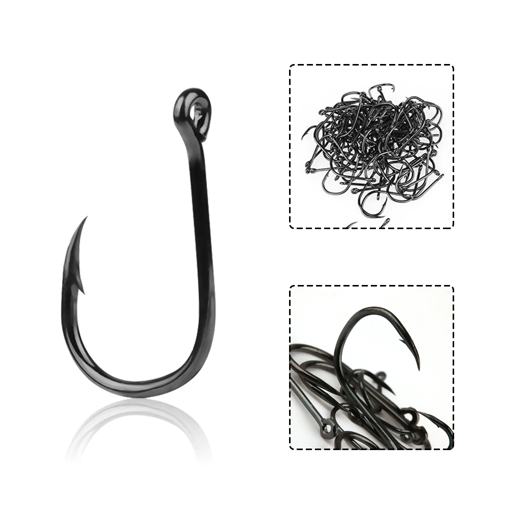 

100Pcs/pack Fishing Bait Sharpened Hook Carbon Steel Fishing Hook Carp Assorted Jig Spinners Lures Black With Box
