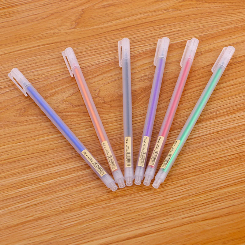 

6 Pcs/set Purple Green Blue Black Red Orange Simple Style 0.5mm Writing Neutral Pen School Office Supplies Stationery Tool