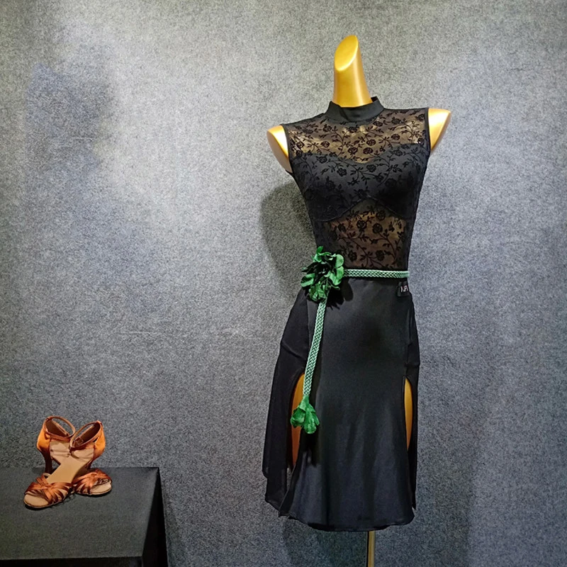 

New Summer Adult Female Latin Dance Dress Mesh Dress Woman Latin Competition/Performance Dance Costume