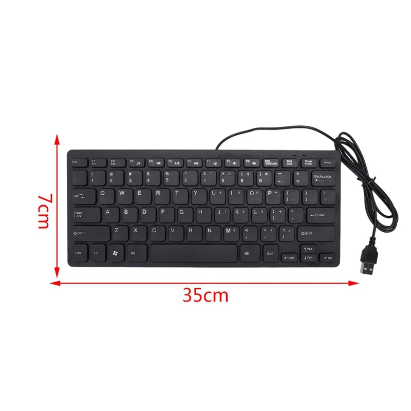 Черный ультра тонкий тихий маленький размер Мини мультимедийная клавиатура для ноутбука ПК