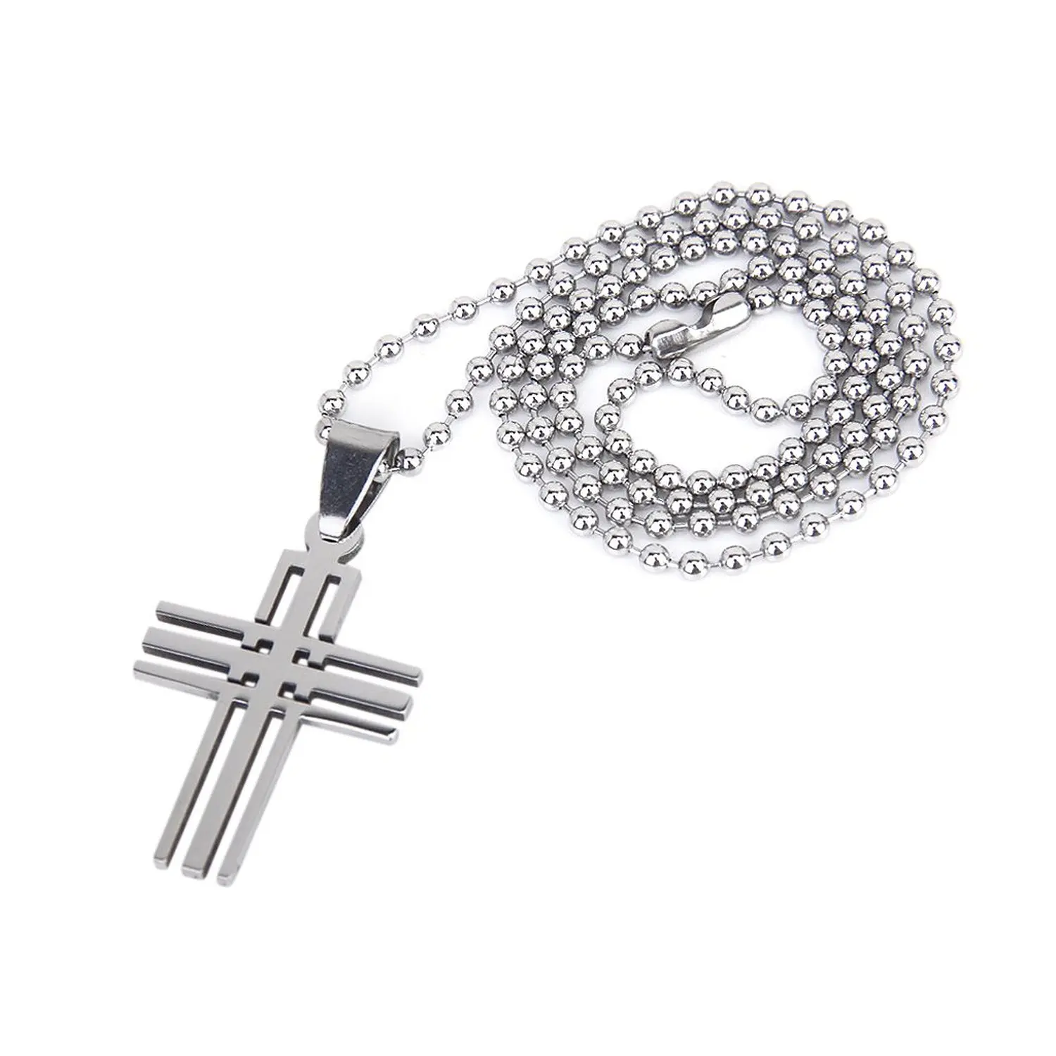 Heren Rvs Cross Hanger Ball Bead Chain Kettingchain necklacecross