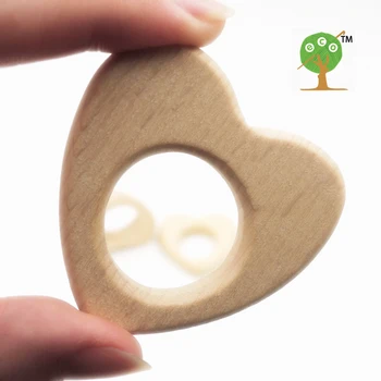 NEW Set of 20PCS beech wooden teethers Ecofriendly heart SHAPED baby teether nursing necklace charm Beech Wood Pendant EA74