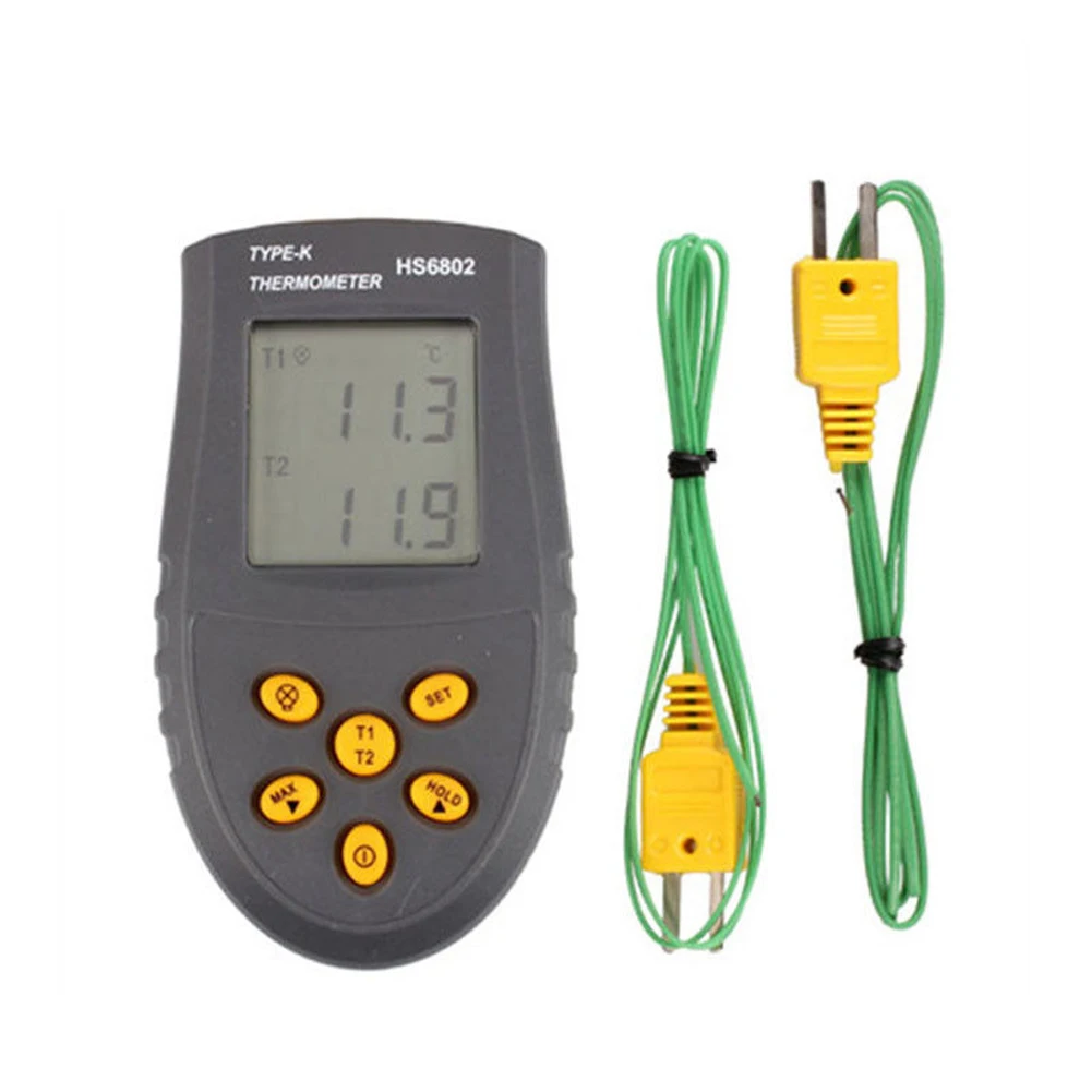

With Backlight Temperature Meter Durable Tester K Type Thermocouple Thermometer Tools Dual Channel Digital Portable Accurate