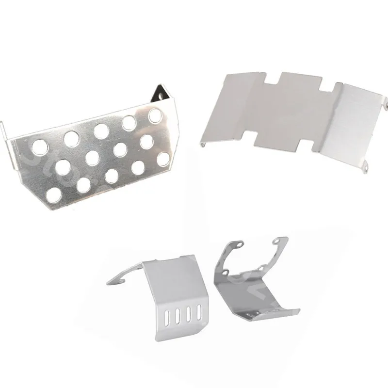 RC Cars AXIAL SCX10 II Stainless Steel Front Bumper Lower+Axle+Gearbox Mount Protection Skid Plate Set For 1/10 RC Crawler Car