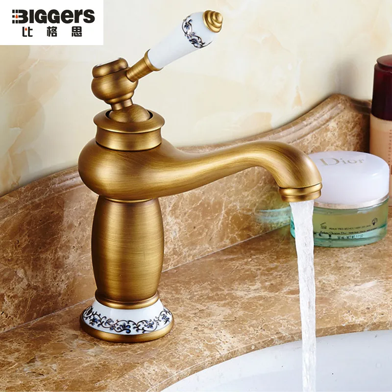 

Free shipping,Luxury European design antique bronze ceramic copper bathroom basin faucet cold and hot water mixers taps