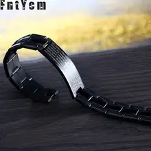 FntYcm с черным перекрестным креплением Библия молитва католический религиозный Для мужчин Нержавеющая сталь ссылка браслет Для мужчин Браслеты святых в едином положении во время занятий легкой атлетикой Masculina