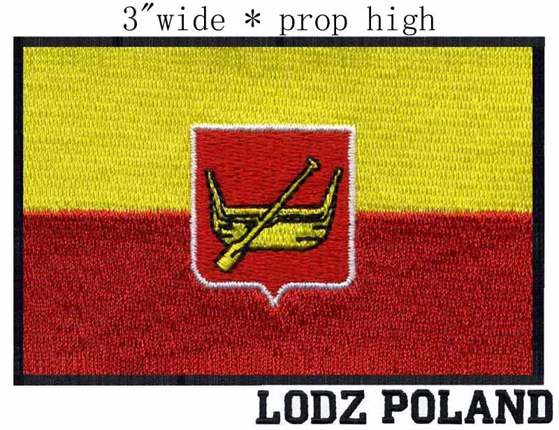 

Lodz, Poland Flag 3.0" wide embroidery patch for ghostbuster patches/thin lines/appliques rhinestone