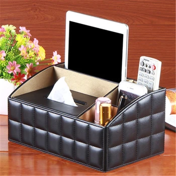 

Simple Creative Leather Tissue Box Holder Home Tools Paper Towel Holder Leather Multifunction Tissue Box Storage Vintage 50P25