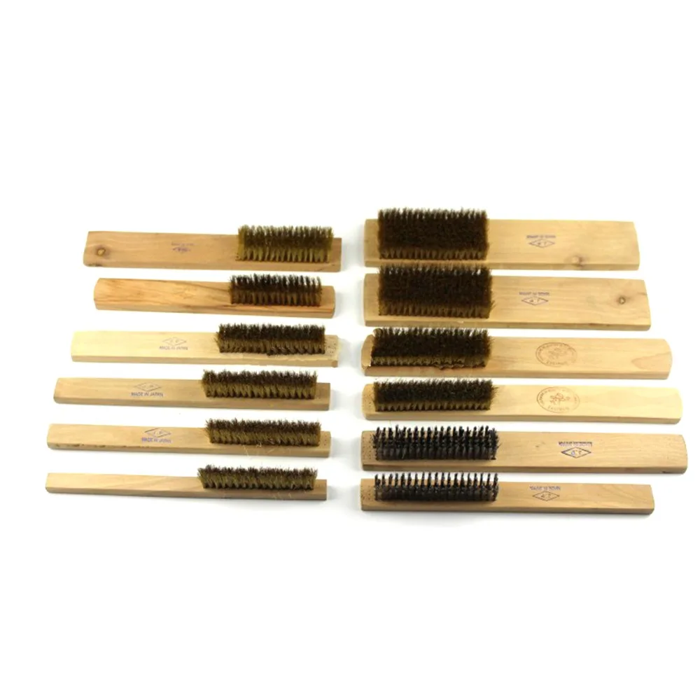 Jewelry Clean Brush Crimped Brass Steel with Wooden Handle Brushesfor Jewelry Washing Cleaning
