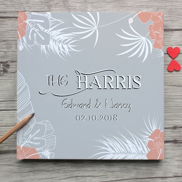 unique custom white wedding guest book padded hardcover personalized photo guest book sign