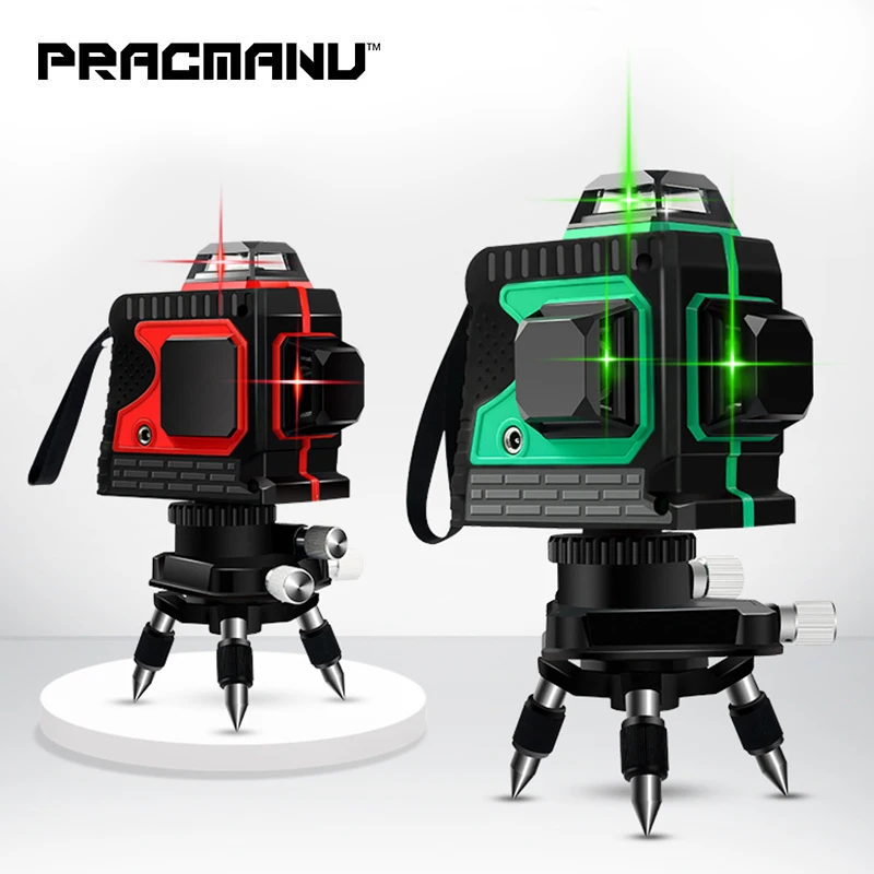 

PRACMANU 12Lines 3D Laser Level Self-Leveling 360 degre Horizontal & Vertical Cross Powerful Outdoor Can Use Detector