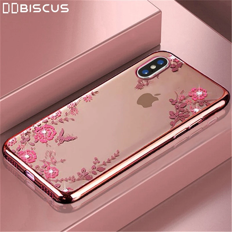 

luxury Flower Bling Glitter Soft TPU Clear Silicone Cover For iPhone 5S 5 SE 6 6S 7 8 Plus Case iPhone XR X XS Max 11 Pro Cases