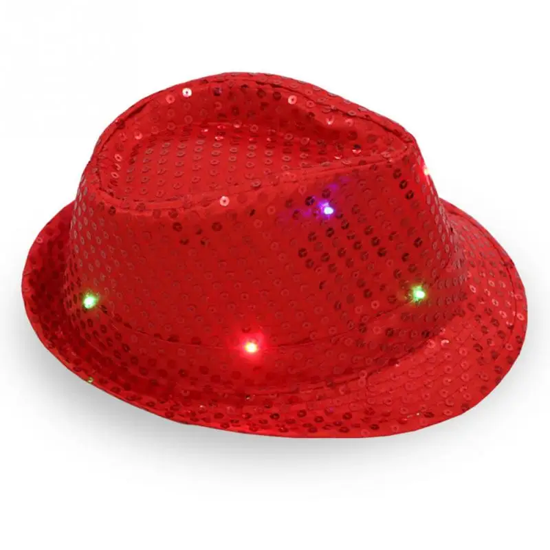 Lights Falshing Cowboy Caps Party Bar Flashing Light up LED Cap Fedora ...