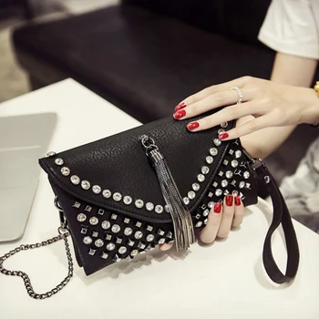 

Luxury ladies graceful PU leather shoulder bag with tassel designer crossbody bag for women messenger bags female bolsa feminina