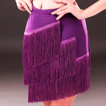 

2016 Women's Latin Dance Skirt Salsa Tango Rumba Cha Cha Ballroom Three Layer Tassel Short Skirts Sexy Lady Latin Dance Dress