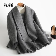 PUDI RO18127 Женская Осенняя зимняя короткая куртка из натуральной шерсти с карманами, свободный стиль, пальто для отдыха с карманами