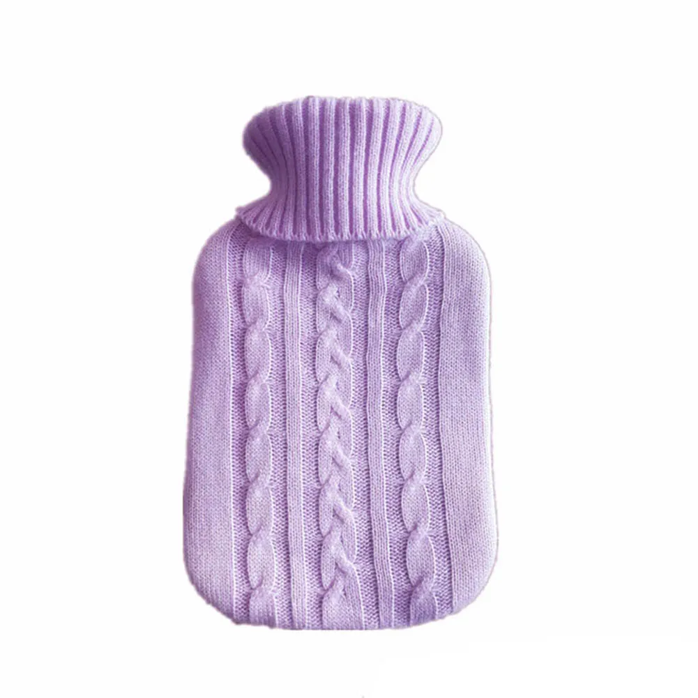 Вязаный шарф только для 2000 мл воды наполненный мешок бутылки горячей воды грелка Термочехол HG99 - Цвет: Light purple