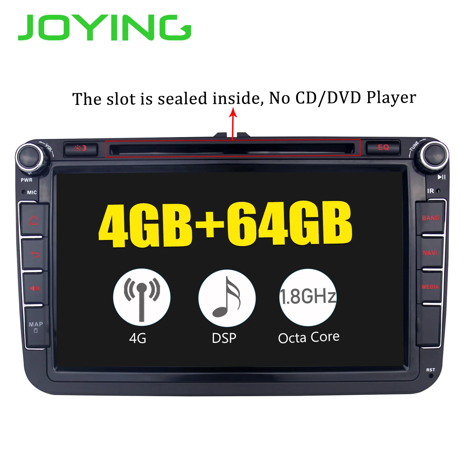 Discount JOYING Android 8.1 car radio player 2 din autoradio support 4G Octa Core 4GB+64GB for Volkswagen/Seat/Skoda DSP free camera 1