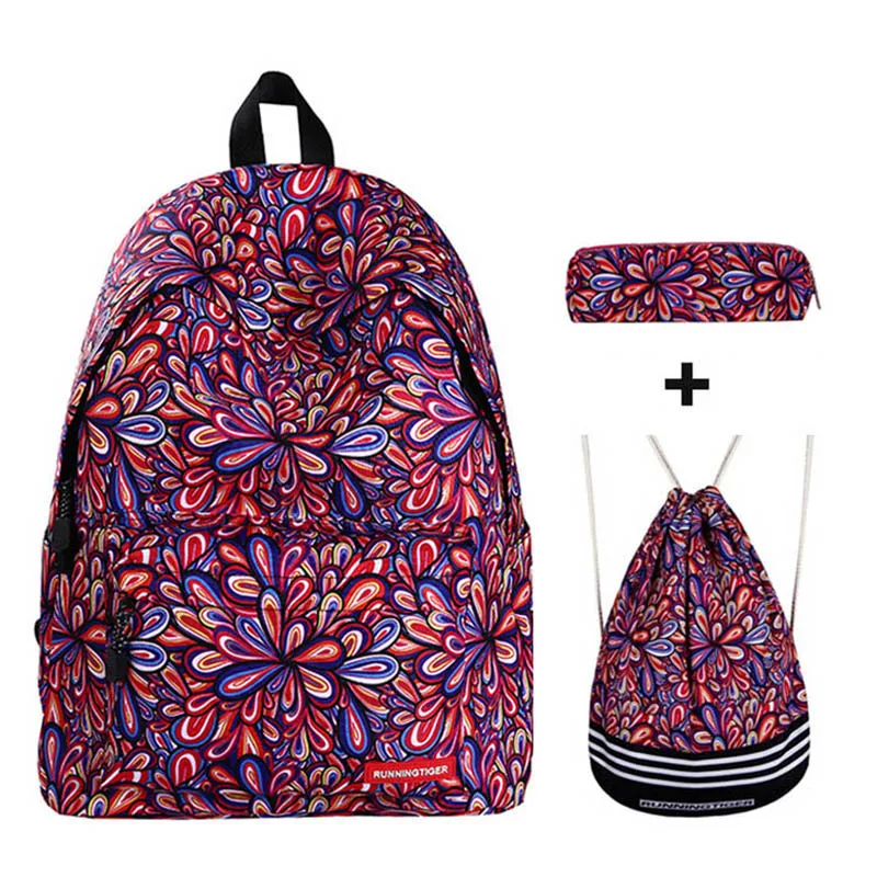 3 шт./компл. элегантный дизайн с цветочным принтом Для женщин рюкзак модный женский школьный рюкзак для девочек-подростков, наплечных сумки