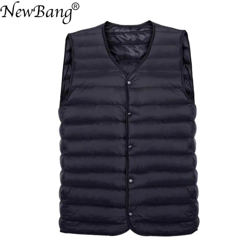 

NewBang Brand Men Down Vest Ultra Light Down Vest Portable V-neck Sleeveless Coat Man Winter Without Collar Warm Liner