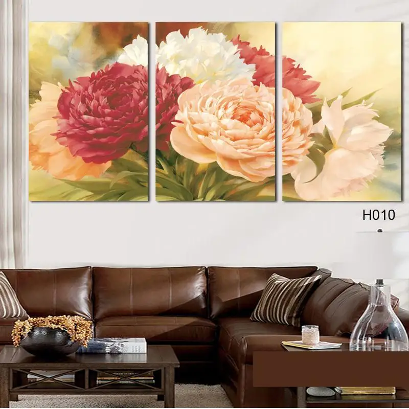 Лидер продаж 3 шт. Современная Красная белая картина маслом с пони цветы для