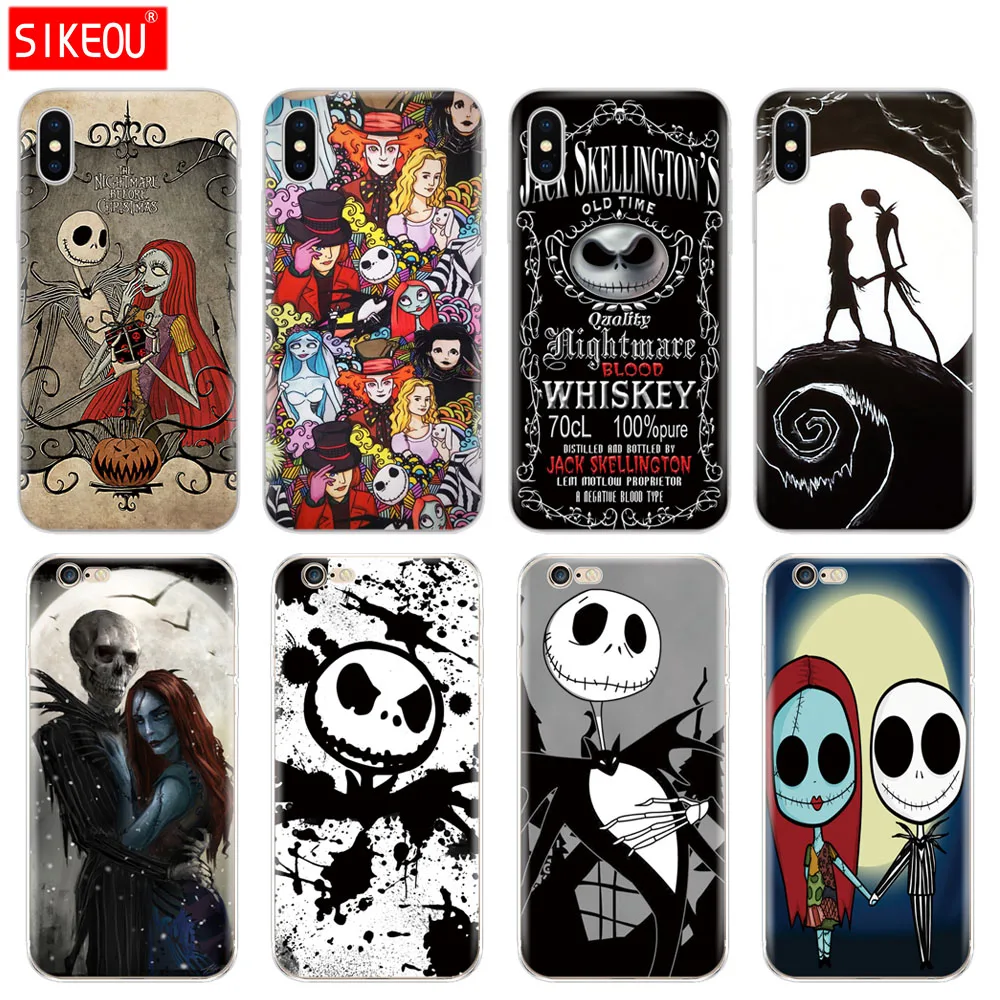 Силиконовый чехол для телефона Iphone 6X8 7 6s 5 5s SE Plus 10 XR XS Max Чехол Джек и Салли кошмар