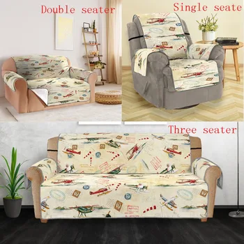 

Retro airplane pattern Sofa Cover Anti-Slip Quilted Sofa Couch Cover Chair Pet Dog Kids Mat Furniture Protector cover sofa