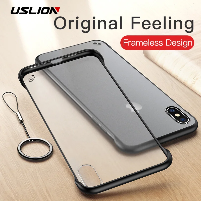 

USLION Frameless Transparent Case for iPhone X XS Max XR Clear Phone Case For iPhone 7 6 6S 8 Plus Matte Hard PC Cover Fundas