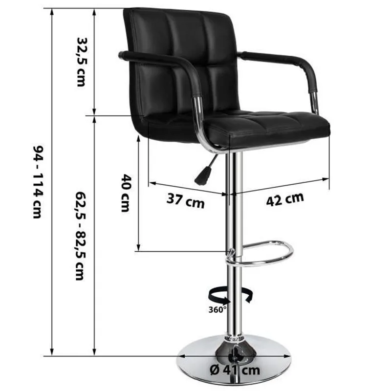 Six Grid Cushion Chair Synthetic Leather Swivel Bar Stools Height Synthetic Leather Swivel Bar Stools