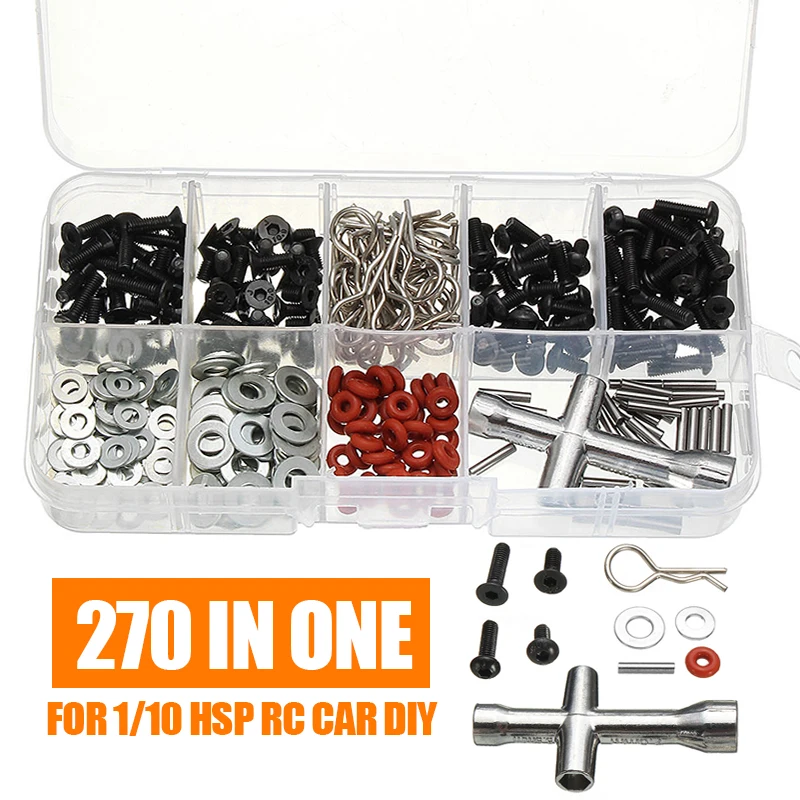 270pcs Screws Wrench Box Tool Kit For 1/10 HSP RC Car DIY Repair Tool Accessories Set