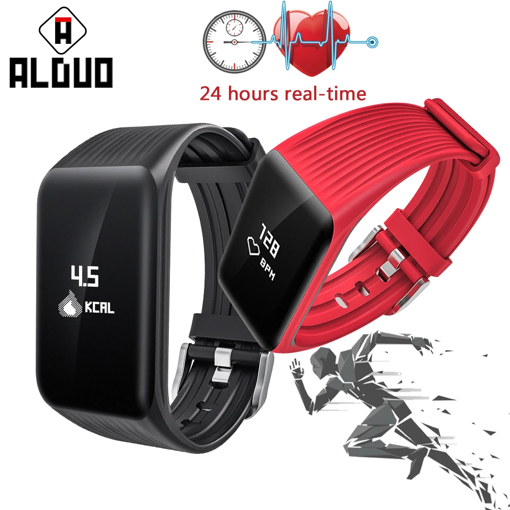 

ALANGDUO Smart Bracelet 24 Hours Real-time Heart Rate monitor Fitness Watch IP68 Waterproof Sports Bluetooth Tracker Wristband