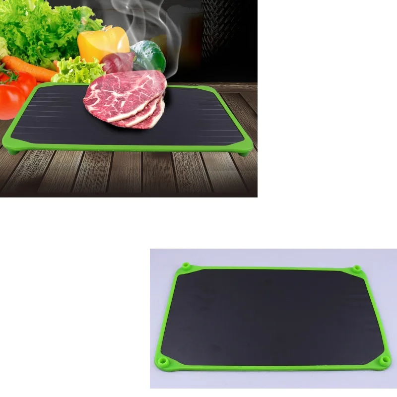 New Safe Aluminum Fast Frozen Defrosting Tray Thaw Thawing Plate Silicone Border protection No Electricity Chemicals Dropshippin New Safe Aluminum Fast Frozen Defrosting Tray Thaw Thawing Plate Silicone Border protection No Electricity Chemicals Dropshippin