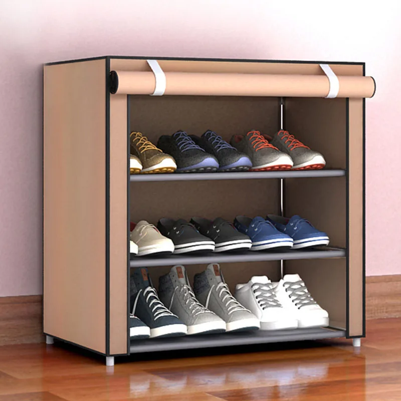 Шкаф для хранения обуви для защиты обуви от пыли, полка, органайзер, нетканый материал, большие, средние, маленькие стеллажи для обуви, полка для дома, спальни - Цвет: 4 layer coffee