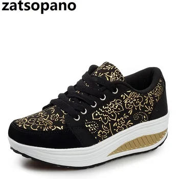 

Zatsopano Print Big Size 35-40 Women Shoes Spring Autumn Swing Shoes Woman Lace Up Round Toe Women Flat Platform Casual Shoes