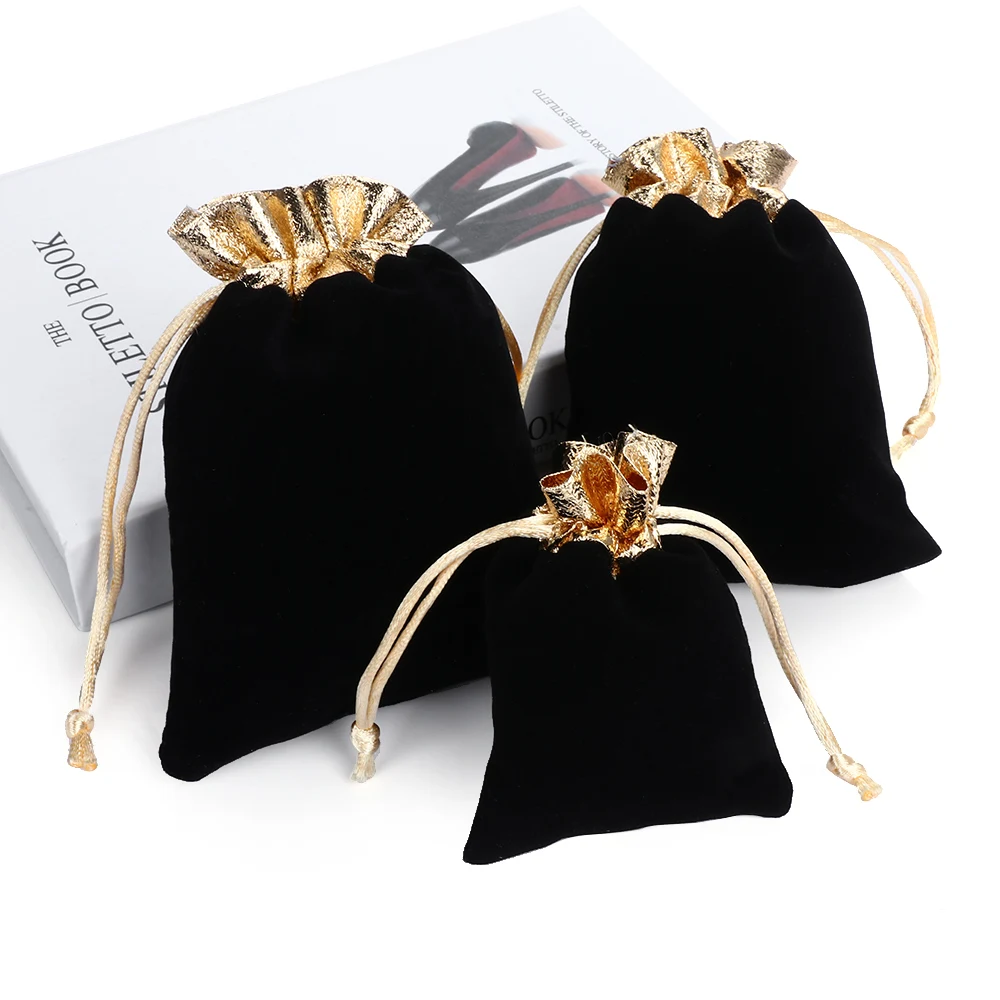 

4PCS New Year Festival Lucky Jewelry Storage Bag Wedding Soft Velvet Cloth Pouches Small Gift Bag Drawstring Packaging Bags