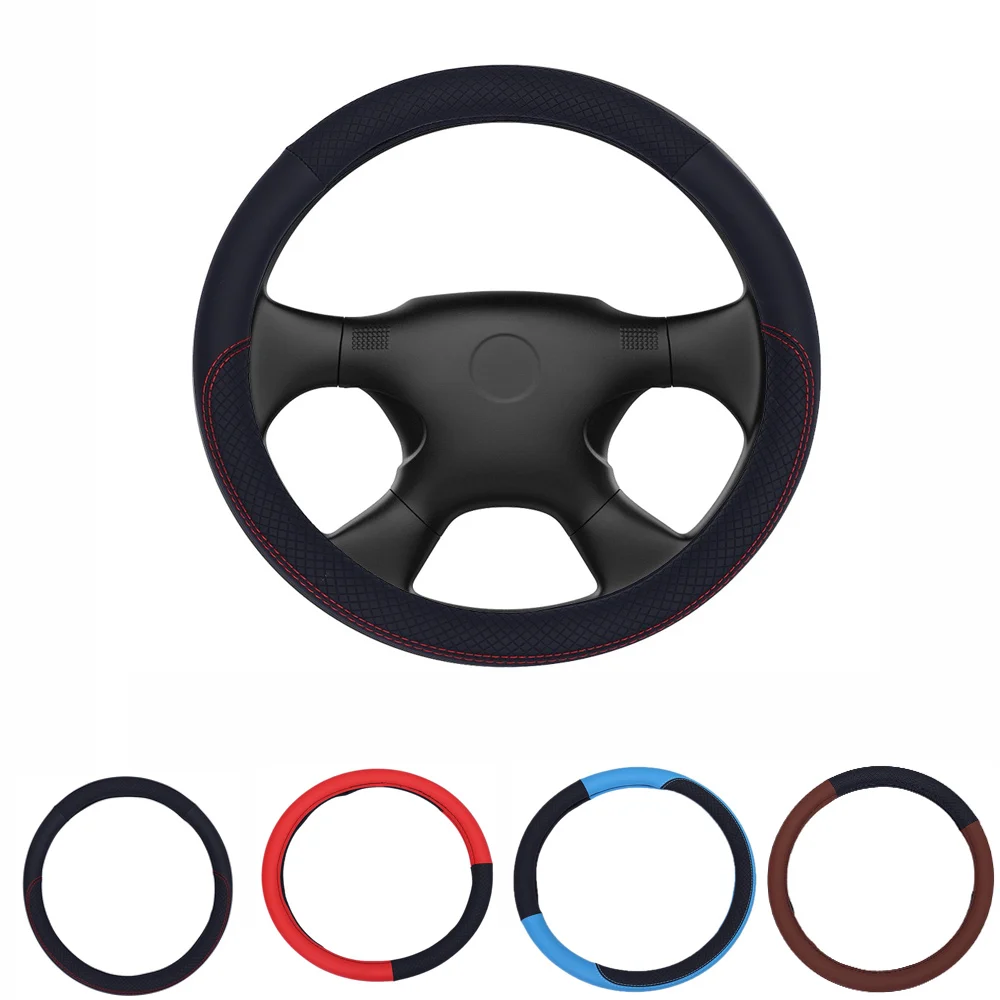 

Car Steering-Wheel Cover 38CM Leather Breathable Anti-slip 4 Seasons Universal Car Styling Sport Auto Steering Wheel Cover