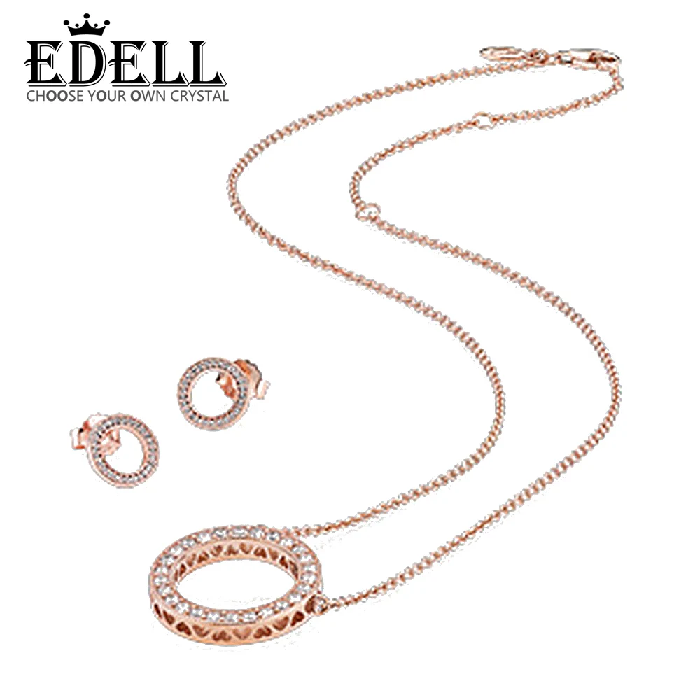 

EDELL 1:1 S925 Sterling Silver Earrings & 14K Rose Gold Suit Ear Studs Charm Beads Fit Bracelet DIY PAN Necklace Free mail